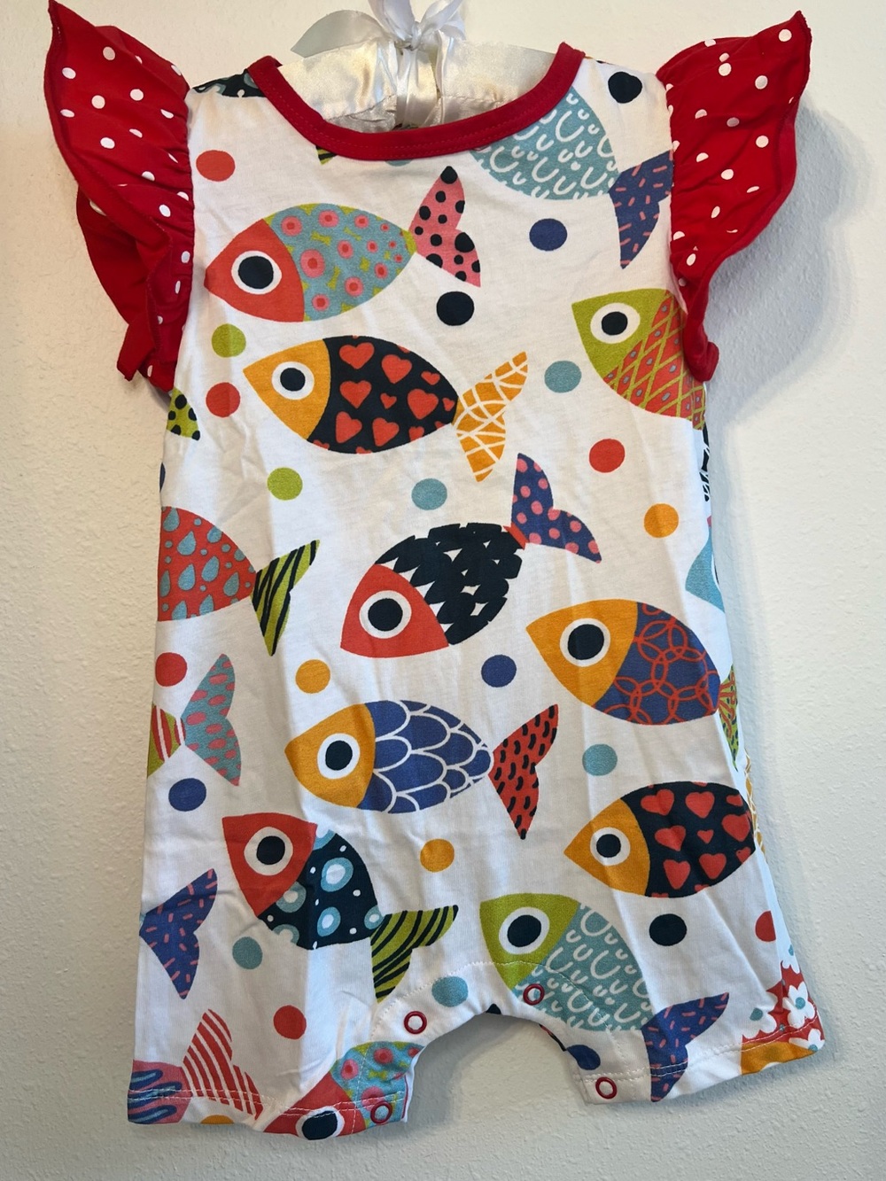 NWT Peppy Mini Colorful Fish Flutter Sleeve Romper 18M